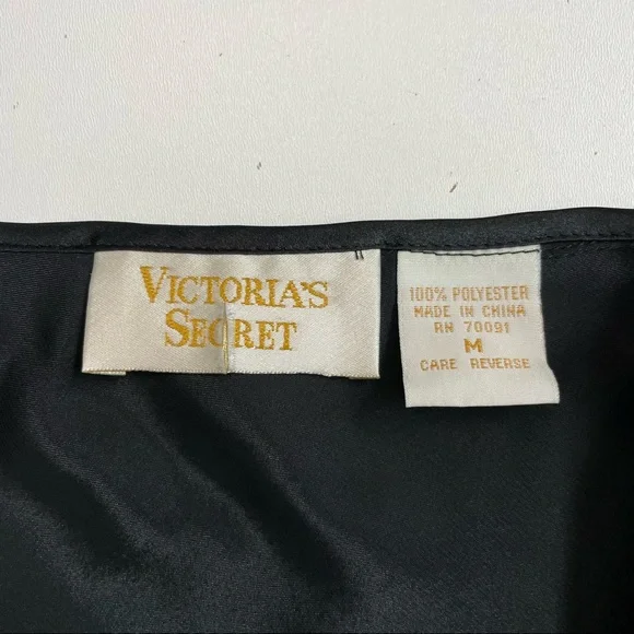 Vintage Victorias Secret Nighty Body Suit Silky Plunge Covered Button Black - Picture 10 of 15